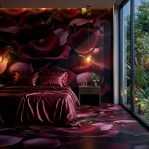 Pétalas de Rosa Vermelho Intenso Elegante Azulejo 