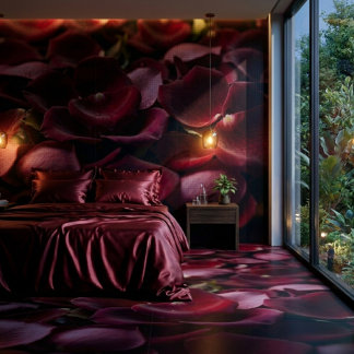 Pétalas de Rosa Vermelho Intenso Elegante Azulejo 