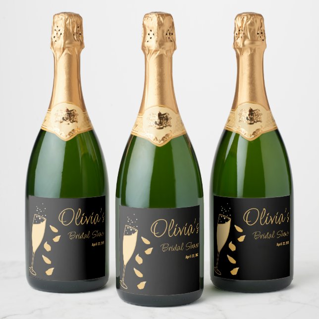 Pétalas e Chá de panela de ouro preto Prosecco (Garrafas)