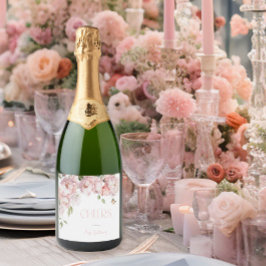 Pétalas e Prosecco Rosa Floral Chá de Bebê de Noiv