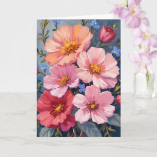 Pétalas em Flor Cartão de Pintura em Aquarela Fl