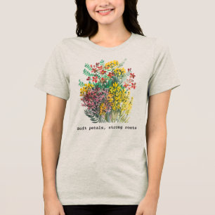 Pétalas macias, raízes fortes, floral em aquarela