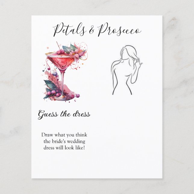 Pétalas & Prosecco Adivinhe o Vestido Jogo Chá de  (Frente)