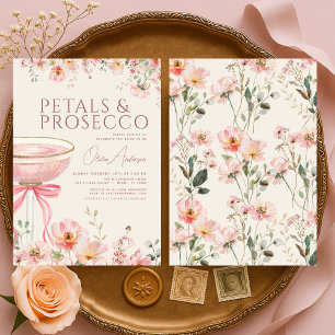 Pétalas & Prosecco Rosa Coquette Laço Convite Chá 