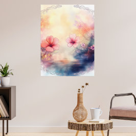 Pétalas Românticas – Poster Floral Aquarela
