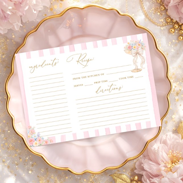 Petals and Prosecco Bridal Shower Recipe Card (Criador carregado)