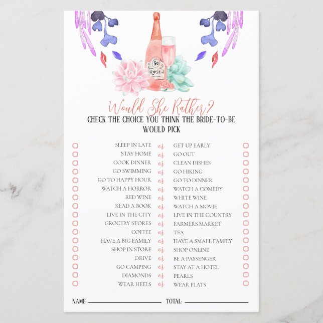 Petals & Prosecco Bridal Game Ela Preferencialment (Frente)