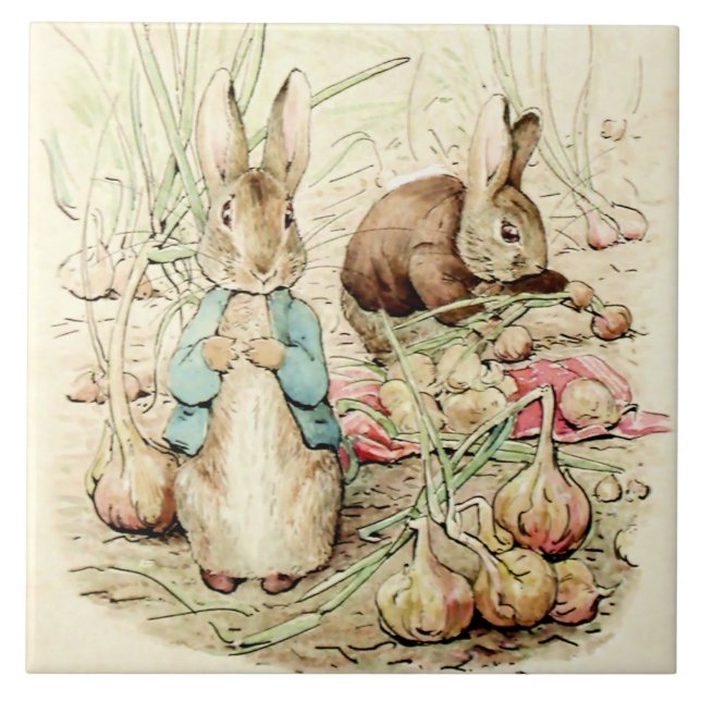 Peter e Benjamin reúnem cebolas por Beatrix Potter (Frente)