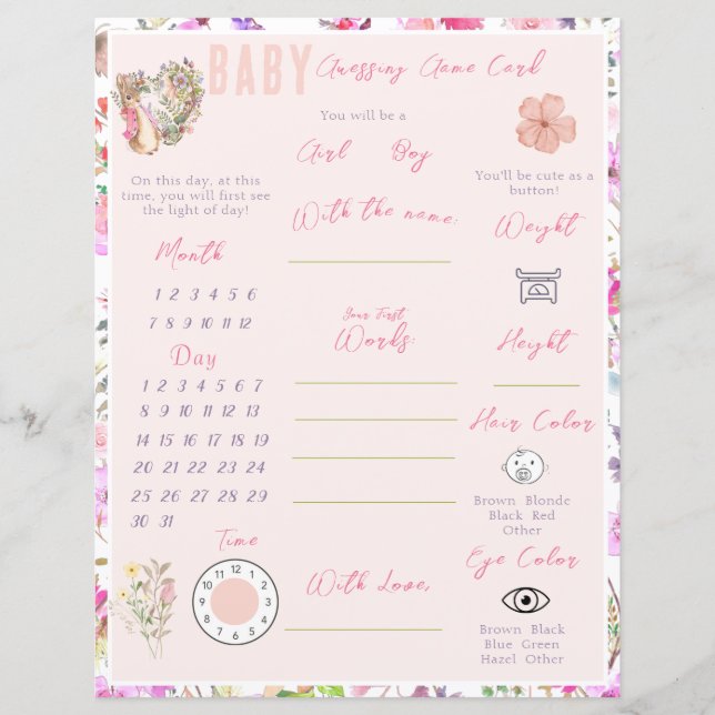 Peter, o jogo de Chá de fraldas de Garota Floral R (Frente)