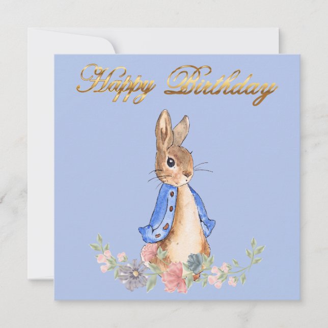 Peter o Rabbit com Dourado texto de aniversário fe (Frente)
