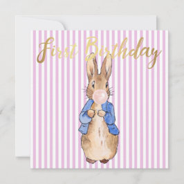 Peter o Rabbit soprando a pastilha rosa