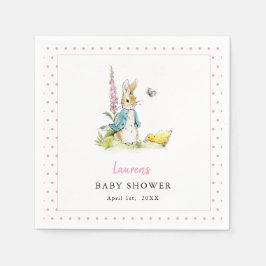 Peter Rabbit Baby Girl chá Rosa e guardanapos bran