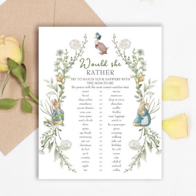 Peter Rabbit Chá de fraldas Ela Preferencialmente (Criador carregado)