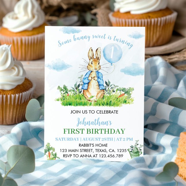 Peter Rabbit Primeiro Convite de Aniversário (Criador carregado)