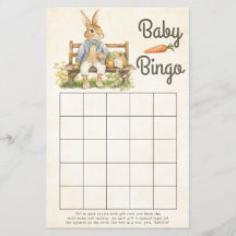 Peter The Rabbit - jogo de bingo Chá de fraldas