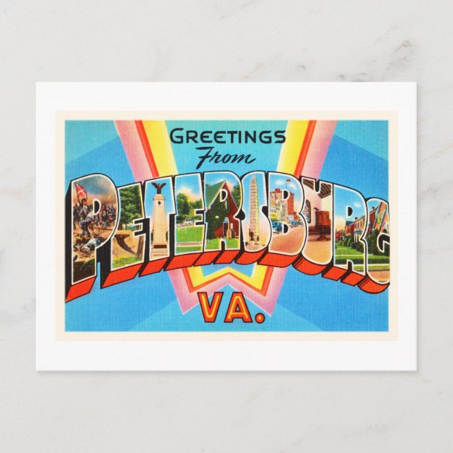 Petersburg Virgínia VA Antigo Cartão Postal de Via (Frente)