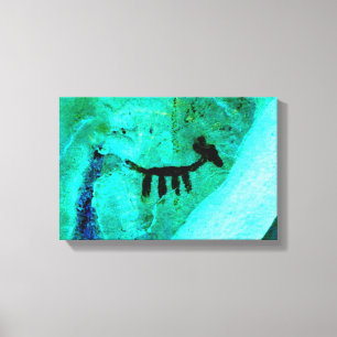 petroglyph animal em canvas verdes