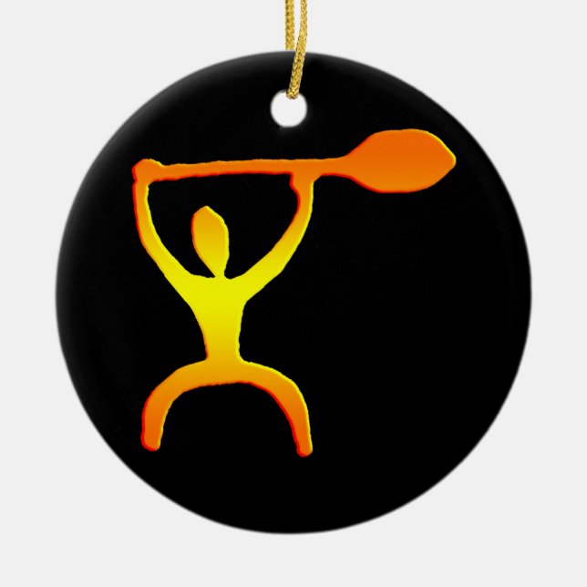 Petroglyph havaiano do homem da pá - ornamento (Frente)