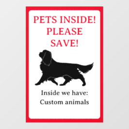 Pets Dentro House Sticker, Janela Cling