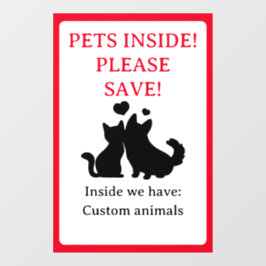 Pets Dentro House Sticker, Janela Cling