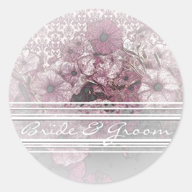 Petunia Roxa Em Adesivos De Gradação Brancos Elega (Frente)