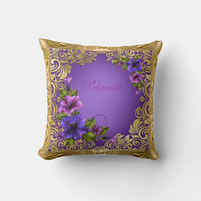 Petunias Roxo Rosa Almofadas Feminino (Frente)