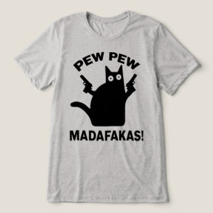 Pew Pew Madafakas Gato Preto Minimalista Divertido