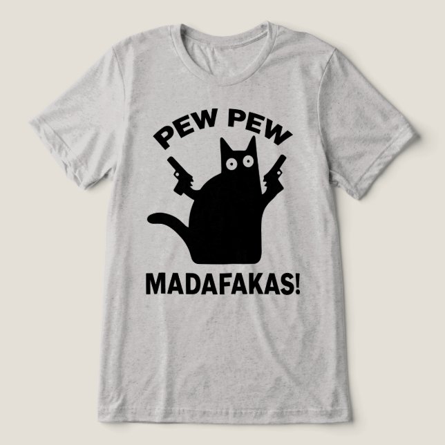 Pew Pew Madafakas Gato Preto Minimalista Divertido (Design frontal)