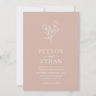 PEYTON - Convite de Casamento Botânico Rosa Mínimo