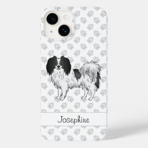 Phalène Preto E Branco, Com Paws E Nome Personaliz
