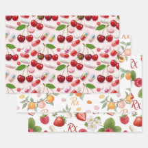 Pharmacist Cherry Peach Strawberry Wrapping Paper 