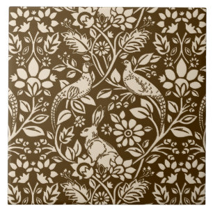 Pheasant and Hare Patterno, Brown and Beige