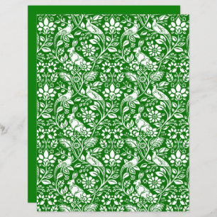 Pheasant and Hare Patterno, Emerald Green e White
