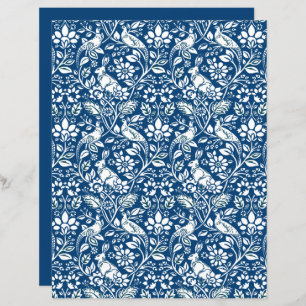 Pheasant and Hare Patterno, Indigo Blue e White