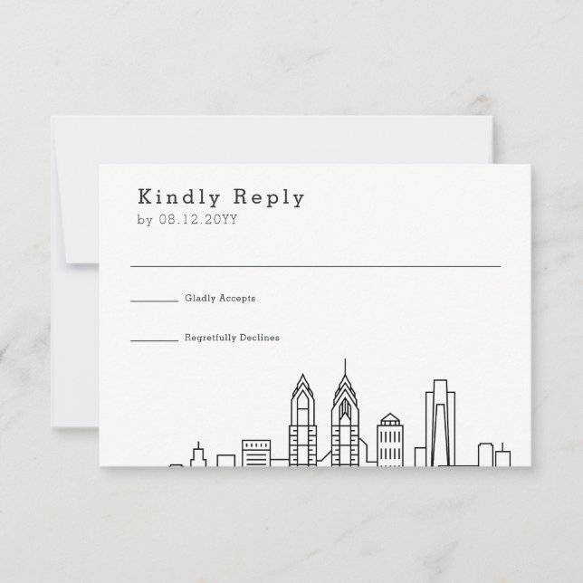 Philadelphia Wedding | RSVP Skyline Estilizado (Frente)