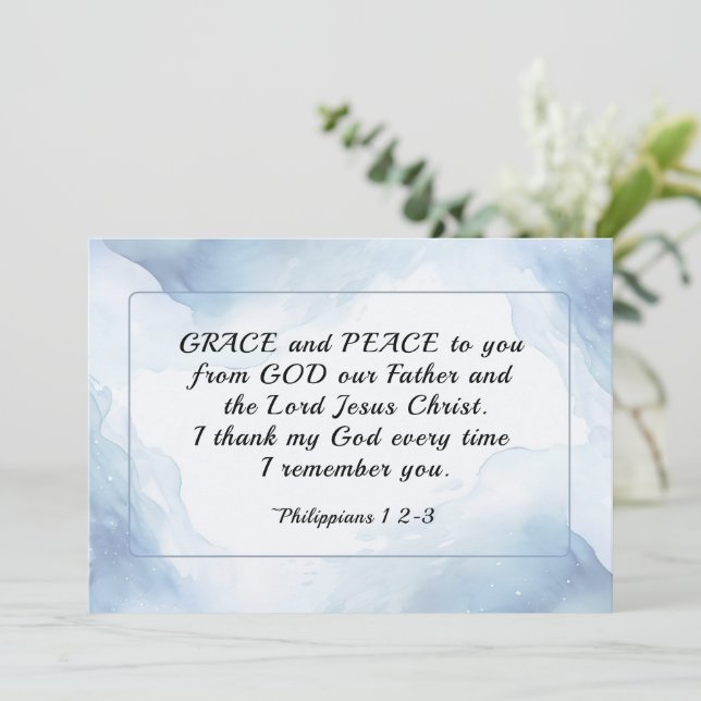Philippians 1:2-3 Grace e Peace to You Flat Card (Em pé/Frente)