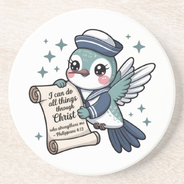 Philippians 4:13 Marinho do Marinheiro Porta copos (Frente)