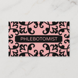 Phlebotomist Peach Damask Cartão de visita
