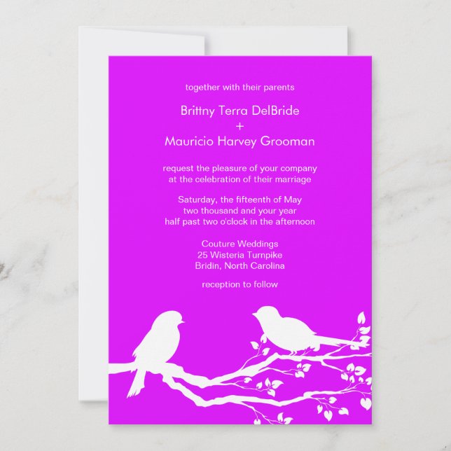 Phlox Love Birds Casamentos Convite Personalizado (Frente)