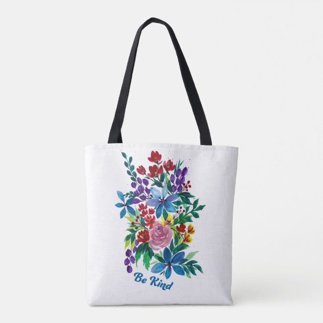 Phoebe "Be Kind" Floral Inspirational Tote (Verso)