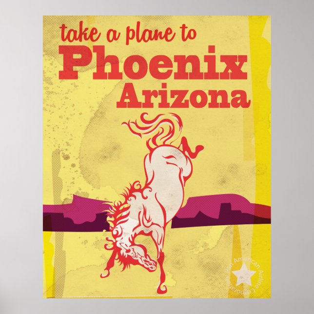 Phoenix, Arizona EUA Viagens vintage Poster (Frente)