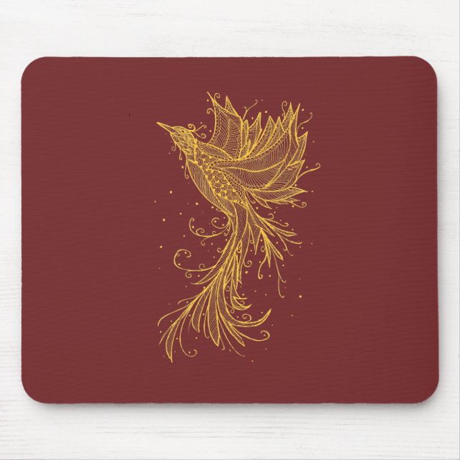 Phoenix dourado em Mousepad vermelho (Frente)