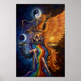 Phoenix & Lotus Spiritual Art Poster