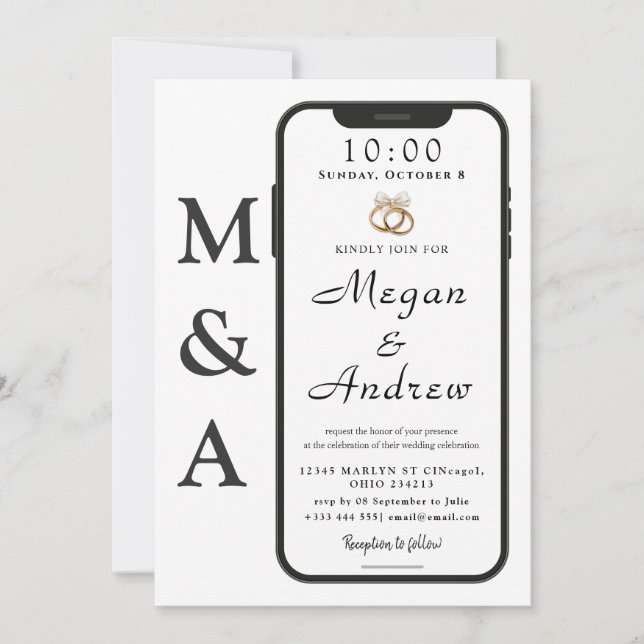 Phone Lock Screen Wedding Invitation (Frente)