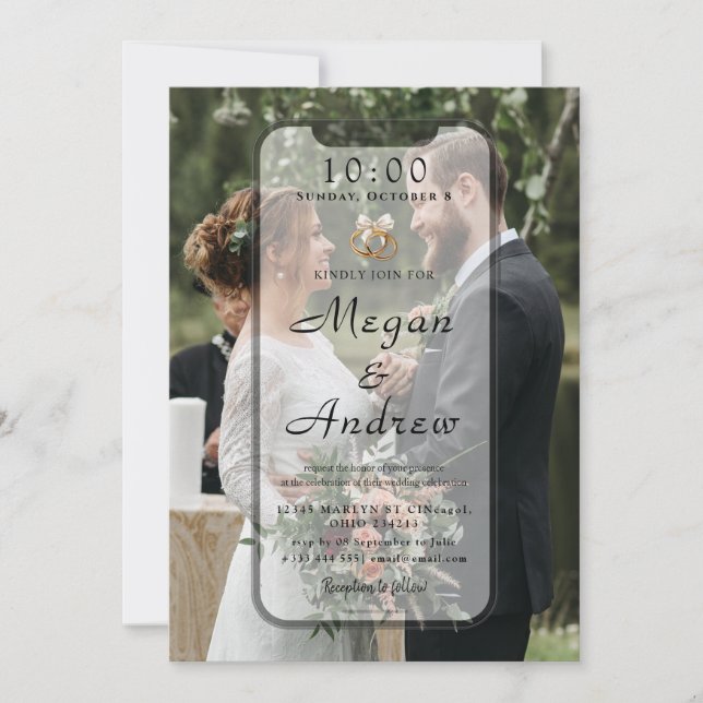 Phone Lock Screen Wedding Invitation (Frente)
