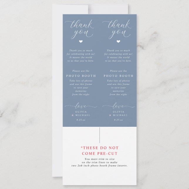 Photo Booth Inserts Dusty Blue Wedding Favors (Frente)