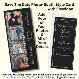 Photo Booth Style Save The Date  Black White Card