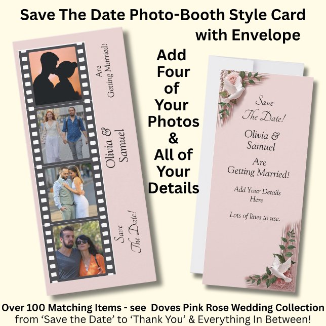 Photo Booth Style Save The Date Flat Card (Criador carregado)