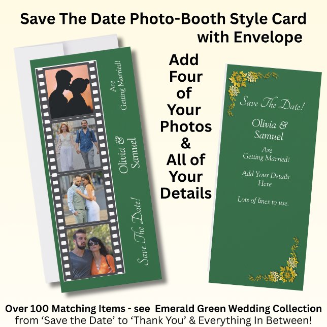 Photo Booth Style Save The Date Flat Card (Criador carregado)