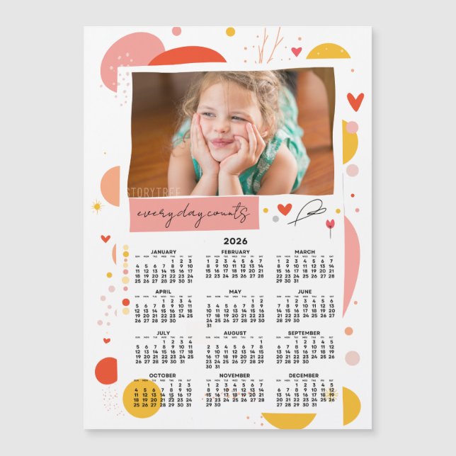Photo Calendar 2026 Every Day Counts Magnet (Frente)